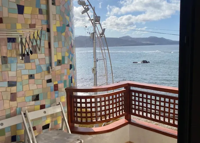 Estudio Luminoso, Primera Linea De Playa De Canteras דירה *