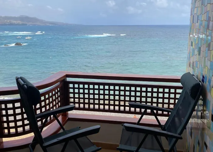 Estudio Luminoso, Primera Linea De Playa De Canteras דירה *